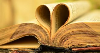 Book pages creating a heart shape